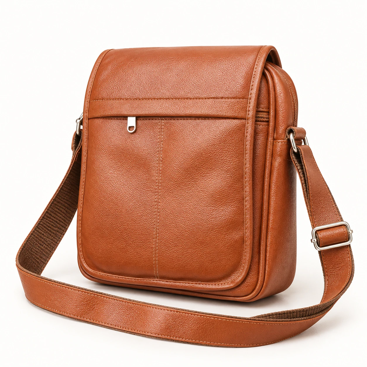 Cognac Leather Sling Bag